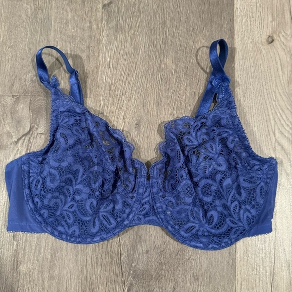 Wacoal All Dressed Up Lace Underwire Blue Bra 851166 - Size 34DD - Picture 1 of 6